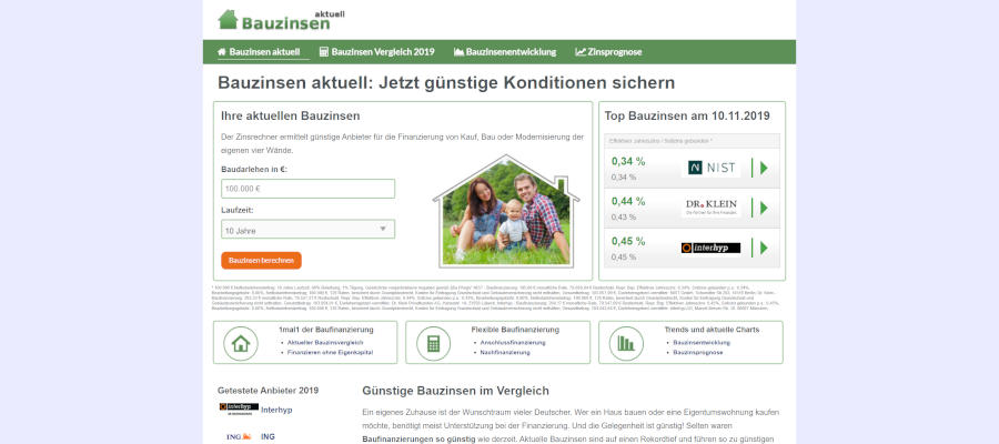 screenshot der Webseite von BZA