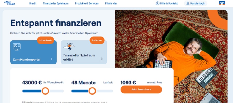 screenshot der Webseite von easycredit